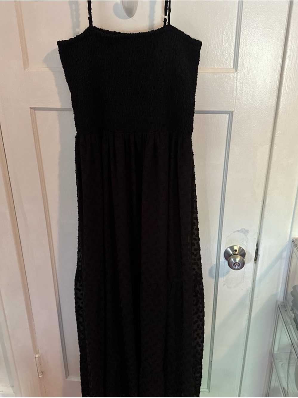 Smocked Black Maxi Dress with Spaghetti Straps